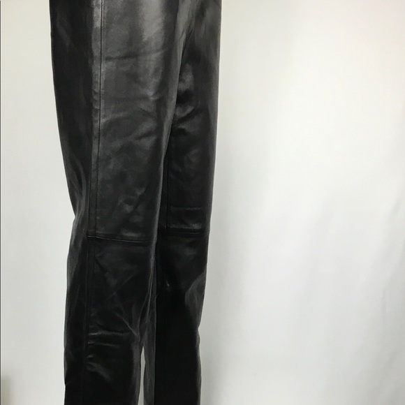 Real Clothes Leather Pant  Size 2 Black Lined Hi Waist Straight Leg Leather Lace - Picture 2 of 12